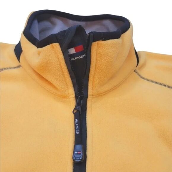 Vintage 90s Y2K Tommy Hilfiger Cold Stop Performance Fleece Jacket in Yellow XXL - Picture 4 of 10